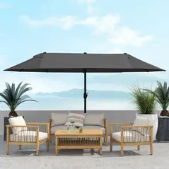 Outsunny 4.6m Double Garden Parasol - Black - 9
