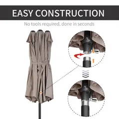 Outsunny 4.6m Double-Sided Patio Parasol Sun Umbrella-Tan - 5