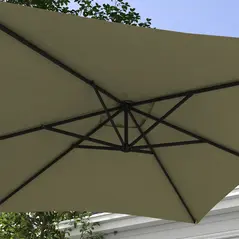 Outsunny 3m Square Canopy Cantilever Parasol, with Cross Base - Beige - 7