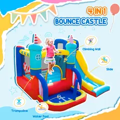 Outsunny 4 in 1 Kids Bouncy Castle Large Sailboat Style Inflatable House Slide Trampoline Water Pool Climbing Wall with Blower Carrybag for Kids Age 3-8, 2.65 x 2.6 x 2m - 4