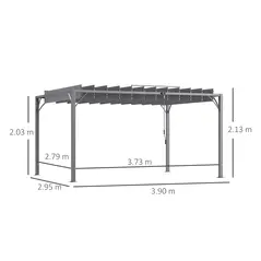 Outsunny 4 x 3(m) Outdoor Pergola with Retractable Roof, Aluminium Louvered Patio Gazebo Canopy for Lawn Garden Patio, Grey - 3
