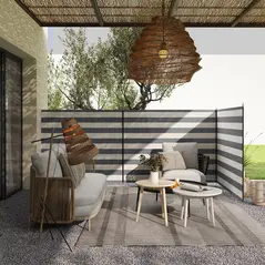 Outsunny 4 Pole Camping Windbreaks, Beach Wind Shield Shelter with Carry Bag and Steel Poles, Outdoor Caravan Privacy Shield, 540cm x 150cm, Grey and White - 7