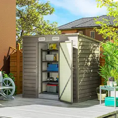 Outsunny 4 x 6ft Galvanised Metal Garden Shed, with Locking Door - Grey - 2