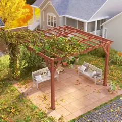 Outsunny 3.3 x 3.3 m Wooden Pergola Kit, Graden Pergola Gazebo Grape Trellis with Stable Structure for Climbing Vines, Flowers - 7