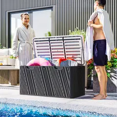 Outsunny 380L Waterproof Outdoor Storage Box, with Lockable Lid - Black - 8
