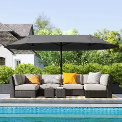 Outsunny 4.6m Double Garden Parasol - Black - 2