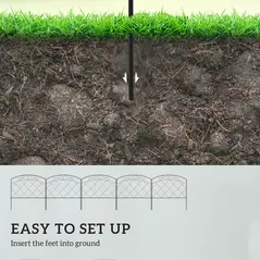 Outsunny 3m Decorative Metal Garden Fence - Diamond and Swirl Pattern - 4