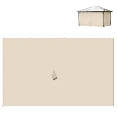 Outsunny 4 Pack Replacement Gazebo Curtains Privacy Panel for Most 3 x 4m Gazebo Canopy Pavillion Outdoor Shelter Sidewalls Accessories Beige - 8