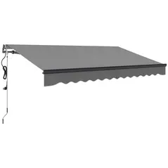 Outsunny 3.5 x 3m Electric/Manual Awning, with Remote - Dark Grey - 1
