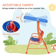 Outsunny 4 Piece Kids Garden Furniture Set with Adjustable Canopy, Cowboy Themed, Kids Garden Table and Chair Set and Double Seat Swing Chair for Patio Park Porch, for Ages 3-6 Years - Red and Blue - 6
