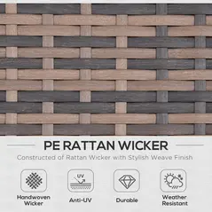 Outsunny 6 Pieces Rattan Garden Furniture Set, 7 Seater Wicker Outdoor Furniture Set with Storage Tea Table & Side Table, Sectional Garden Sofa Set with Cushions, Orange - 4