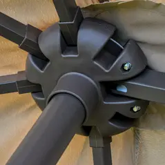 Outsunny 4.6M Sun Umbrella Canopy Double-sided Crank Sun Shade w/ Cross Base Khaki - 9