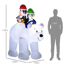 Outsunny 6.4ft Inflatable Polar Bear and Penguin Christmas Inflatable - 3