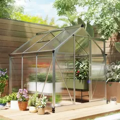 Outsunny 6 x 6ft Polycarbonate Greenhouse - Clear - 2