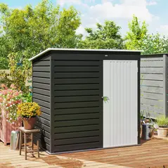 Outsunny 6 x 4ft Metal Garden Storage Shed, Outdoor Tool Storage Shed with Lockable Door and Gloves for Garden, Patio, Dark Grey - 8