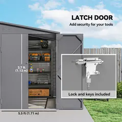 Outsunny 5 x 9ft Galvanised Metal Garden Shed with Foundation Kit, Outdoor Lean-to Shed, Tool Storage House with Lockable Doors, Gloves and 2 Air Vents for Patio, Garden, Grey - 7