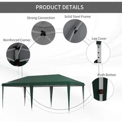 Outsunny 6 x 3 m Pop-Up Steel Frame Gazebo - Green - 5