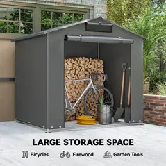 Outsunny 6 x 4 ft Outdoor Garden Storage Shed, Waterproof Bike Tent with Vent and Roll-Up Zipper Door - 6