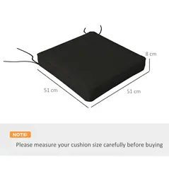 Outsunny 4-Piece Seat Cushions Pillow Replacement, Patio Chair Cushions Set with Ties for Indoor Outdoor, Black - 3