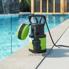 Outsunny 400W Submersible Water Pump for Dirty/Clean Water, 9000L/H Electric Sump Pump with Float Switch, Drain Water from Garden Pond, Hot Tub, Ditches, Portable and Lightweight - 3