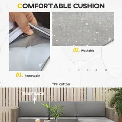 Outsunny 5-Piece Rattan Patio Furniture Set with Corner Sofa, Footstools, Coffee Table, for Poolside, Brown - 6