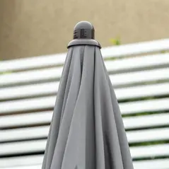 Outsunny 6 Piece Garden Dining Set with Umbrella, Outdoor Dining Sets with Parasol, 4 Folding Dining Chairs & Round Tempered Glass Table, Grey - 8