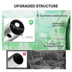 Outsunny 6 x 3(m) Polytunnel Greenhouse with Upgraded Structure, Mesh Door and Windows, 15 Plant Labels, Green - 4