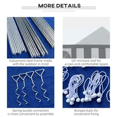 Outsunny 6 x 4m Galvanised Party Tent, Marquee Gazebo with Sides, Six Windows and Double Doors, for Parties, Wedding and Events - 7