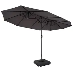 Outsunny 4.6m Garden Parasol Double-Sided Sun Umbrella Patio Market Shelter Canopy Shade with Weight Base, Grey - 8