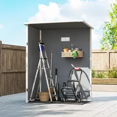 Outsunny 5' x 3' Garden Shed with Floor, Outdoor Storage Shed with Lockable Door, Window and Vent for Garden, Patio, Grey - 9