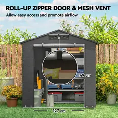 Outsunny 6 x 4 ft Outdoor Garden Storage Shed, Waterproof Bike Tent with Vent and Roll-Up Zipper Door - 5