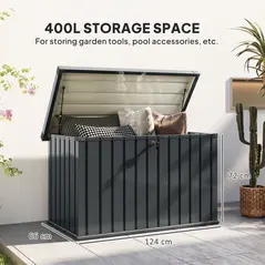 Outsunny 400L Galvanised Steel Garden Storage Box - 3