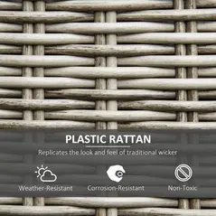 Outsunny 5 Pieces Outdoor PE Rattan Round Garden Daybed with Cushions, Aluminium Patio Furniture Set Lounge Chair Conversation Sofa Set with Liftable Coffee Table and Protect Cover, Grey - 6