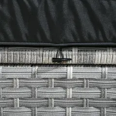 Outsunny 5-Piece Rattan Patio Furniture Set with Corner Sofa, Footstools, Glass Coffee Table, Cushions, Mixed Grey - 7