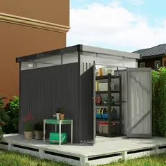 Outsunny 5.3 x 8.5ft Galvanised Steel Garden Shed, Metal Shed with Roof Windows, Leakage Holes and Lockable Wide Door for Outdoor Patio Tool Storage - 2