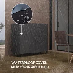 Outsunny 4FT Firewood Rack with Canvas Carrier Bag and 600D Oxford Waterproof Cover, Metal Log Store Indoors, Log Storage Rack Holder for Outdoor Indoor Fireplace, Black - 4