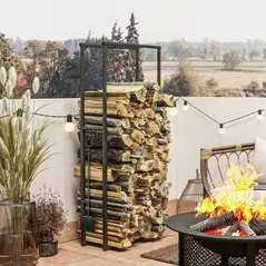 Outsunny 40-65/100-150cm Adjustable Metal Firewood Log Holder - 2