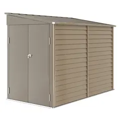 Outsunny 5 x 9ft Galvanised Metal Garden Shed with Foundation Kit, Outdoor Lean-to Shed, Tool Storage House with Lockable Doors, Gloves and 2 Air Vents for Patio, Garden, Brown - 1