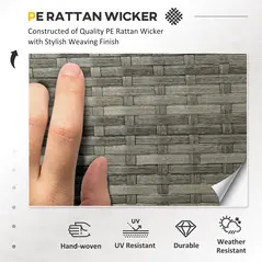 Outsunny 5 Pieces Rattan Garden Furniture Set with Dining Table, Cushions - Dark Blue - 4