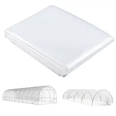Outsunny 6 X 10m Heavy Duty (150um/6mil) Polypropylene Greenhouse Cover Replacement, UV Resistant Waterproof Plastic Polytunnel Cover, Clear - 1