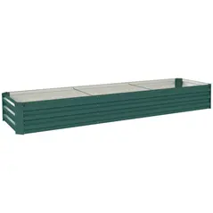Outsunny 60 x 240cm Galvanised Steel Planter, with Open Bottom - 1