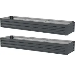 Outsunny 60 x 240cm Galvanised Steel Planter, with Open Bottom, Pack of 2 - 1