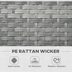 Outsunny 5-Piece Rattan Patio Furniture Set with Corner Sofa, Footstools, Glass Coffee Table, Cushions, Mixed Grey - 4