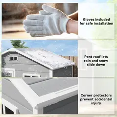 Outsunny 6 x 4ft Garden Shed, Plastic Shed with Floor, Window, Lockable Door and Vents, Wood Effect Resin Tool Shed for Outdoor, Grey - 9