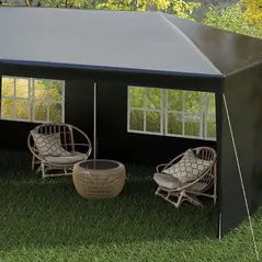Outsunny 6 x 3 m Party Tent Gazebo Marquee Outdoor Patio Canopy Shelter with Windows and Side Panels Black - 9