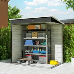 Outsunny 6 x 4ft Metal Garden Storage Shed, Outdoor Tool Storage Shed with Lockable Door and Gloves for Garden, Patio, Dark Grey - 7