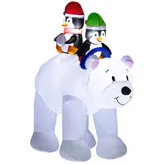 Outsunny 6.4ft Inflatable Polar Bear and Penguin Christmas Inflatable - 1