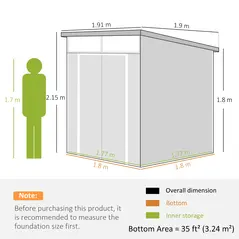 Outsunny 6 x 6ft Outdoor Storage Shed, Plastic Garden Shed with Windows and Air Vents, Outdoor Resin Tool Shed with Latch Doors for Garden, Deck, Dark Grey - 3