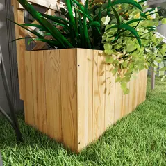 Outsunny 52L Wooden Planter, with Trellis and Shelves - Natural Finish - 8