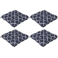 Outsunny 4-Piece Seat Cushion Pillows Replacement, Patio Chair Cushions Set with Ties for Indoor Outdoor, Blue - 1